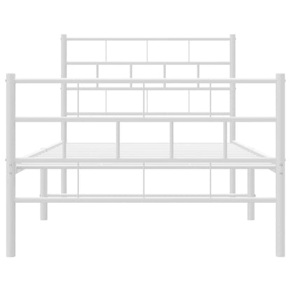Metal Bed Frame without Mattress with Footboard White 90x200cm