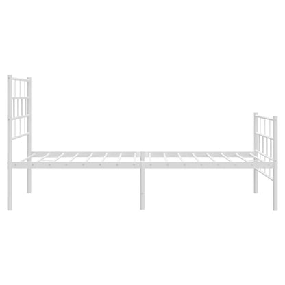 Metal Bed Frame without Mattress with Footboard White 90x200cm
