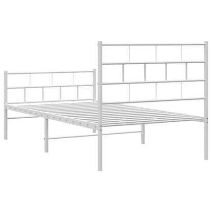 Metal Bed Frame without Mattress with Footboard White 90x200cm