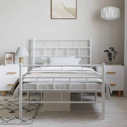 Metal Bed Frame | White | Powder-Coated Steel | Single Size | Bed Frame