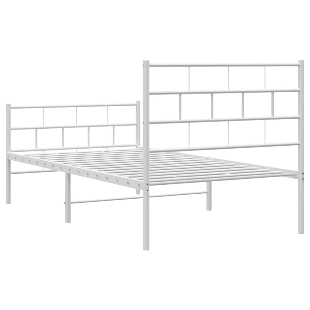 Metal Bed Frame | White | Powder-Coated Steel | Single Size | Bed Frame