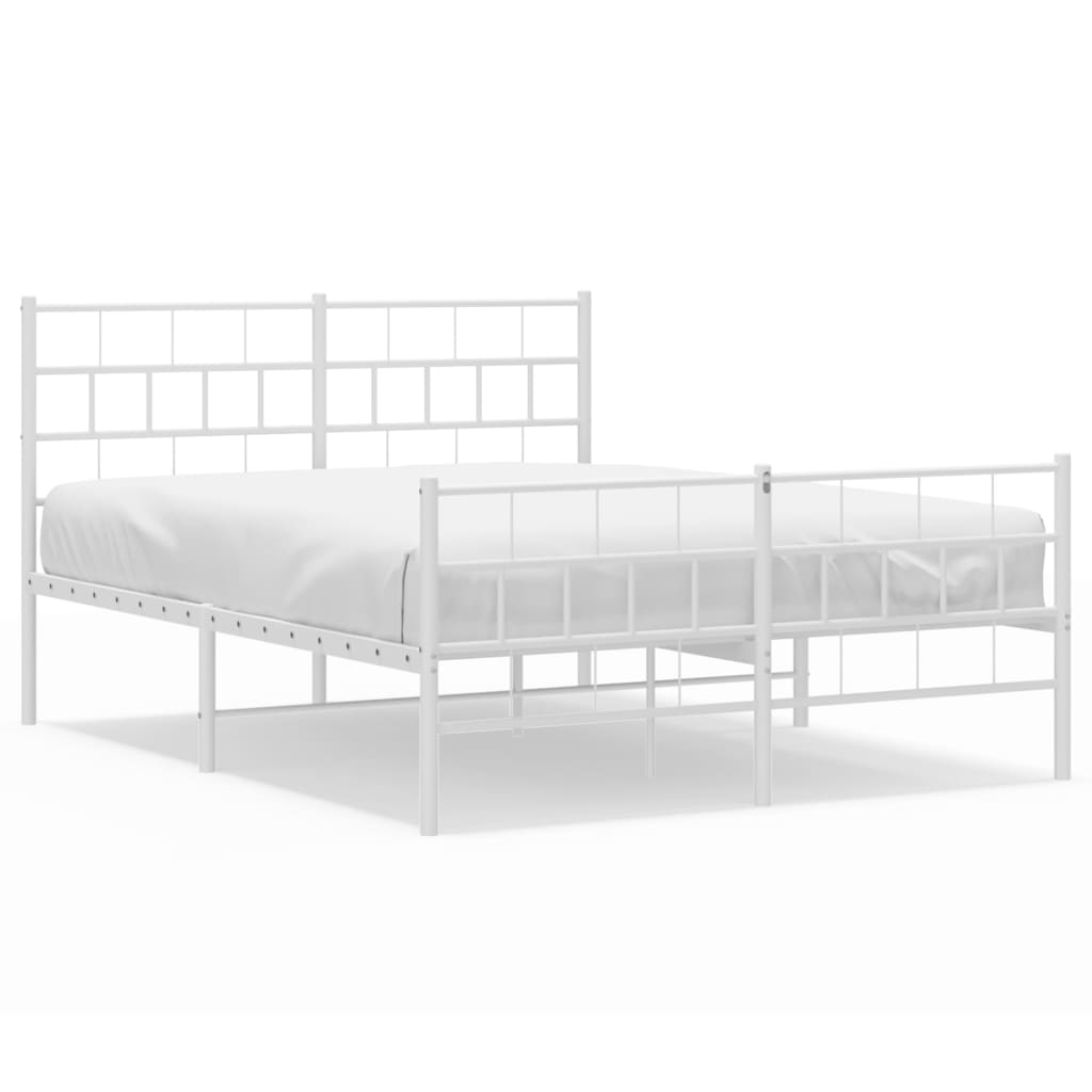 Metal Bed Frame without Mattress with Footboard White 120x200cm