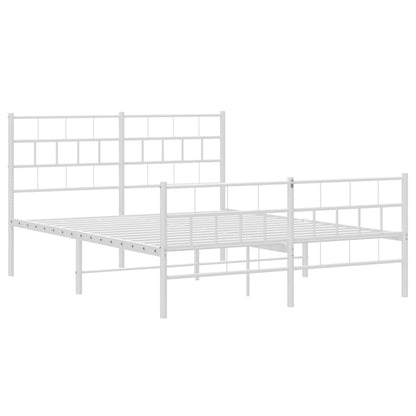 Metal Bed Frame without Mattress with Footboard White 120x200cm