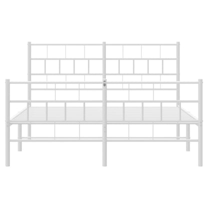 Metal Bed Frame without Mattress with Footboard White 120x200cm