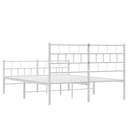 Metal Bed Frame without Mattress with Footboard White 120x200cm