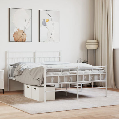 Metal Bed Frame without Mattress with Footboard White 120x200cm