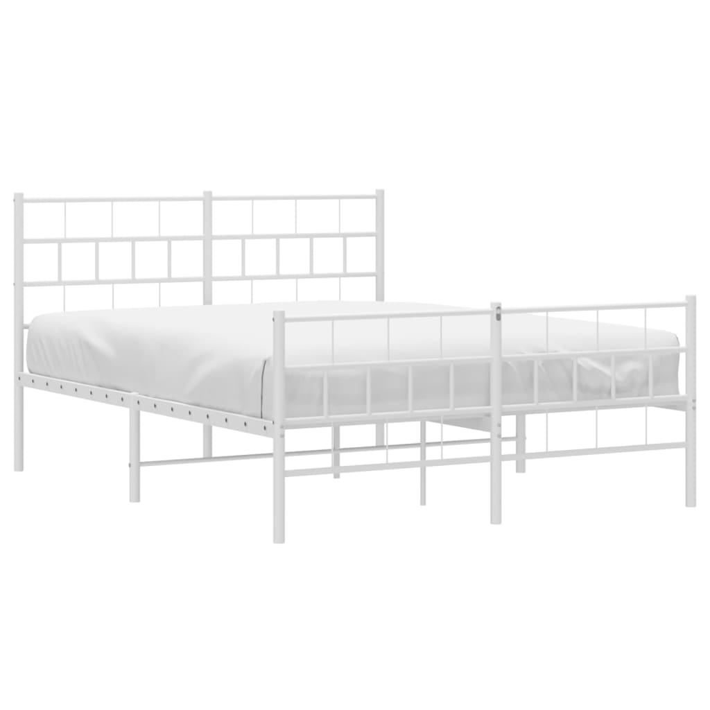Metal Bed Frame without Mattress with Footboard White 160x200cm