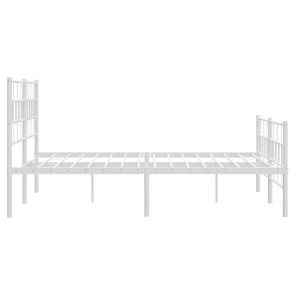 Metal Bed Frame without Mattress with Footboard White 160x200cm