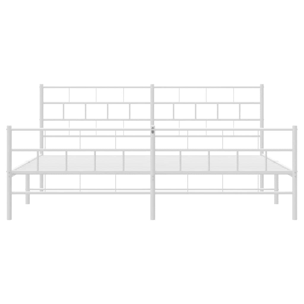 Metal Bed Frame without Mattress with Footboard White 183x213cm