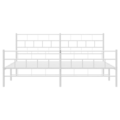 Metal Bed Frame without Mattress with Footboard White 193x203cm