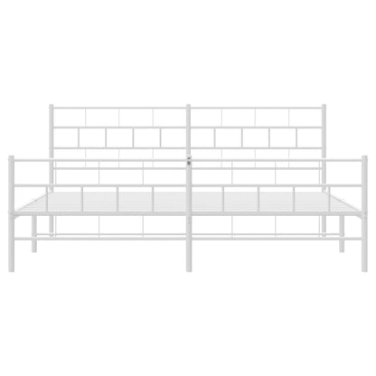 Metal Bed Frame without Mattress with Footboard White 200x200cm