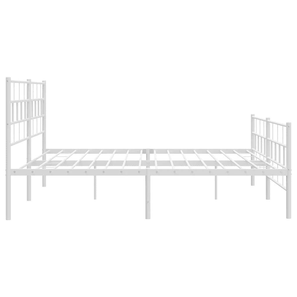 Metal Bed Frame without Mattress with Footboard White 200x200cm