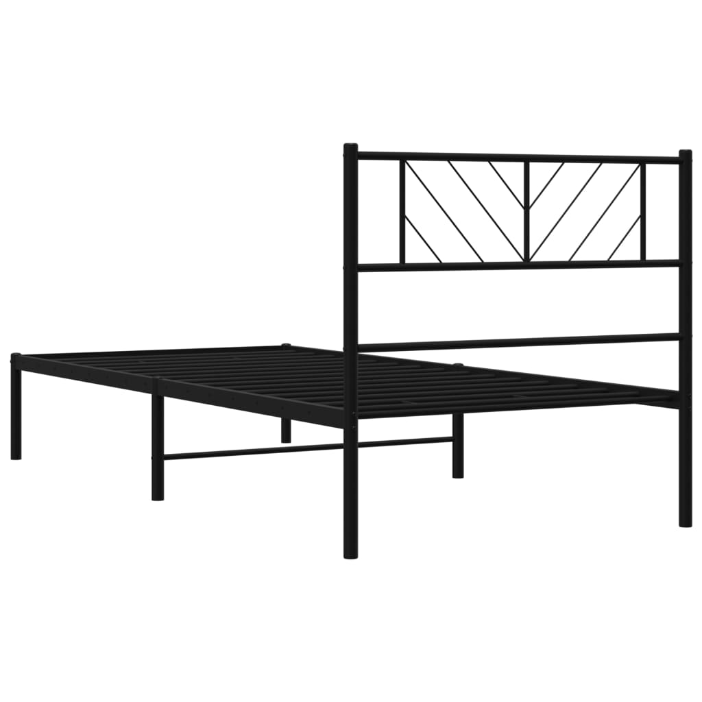 Metal Bed Frame without Mattress with Headboard Black 90x200cm