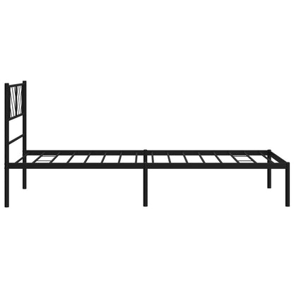 Metal Bed Frame without Mattress with Headboard Black 107x203cm