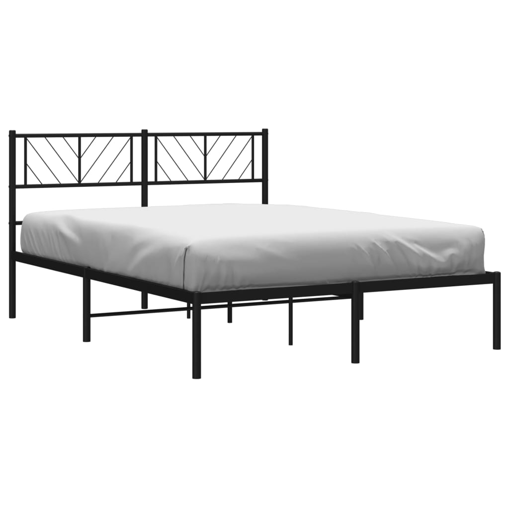 Metal Bed Frame without Mattress with Headboard Black 120x190cm