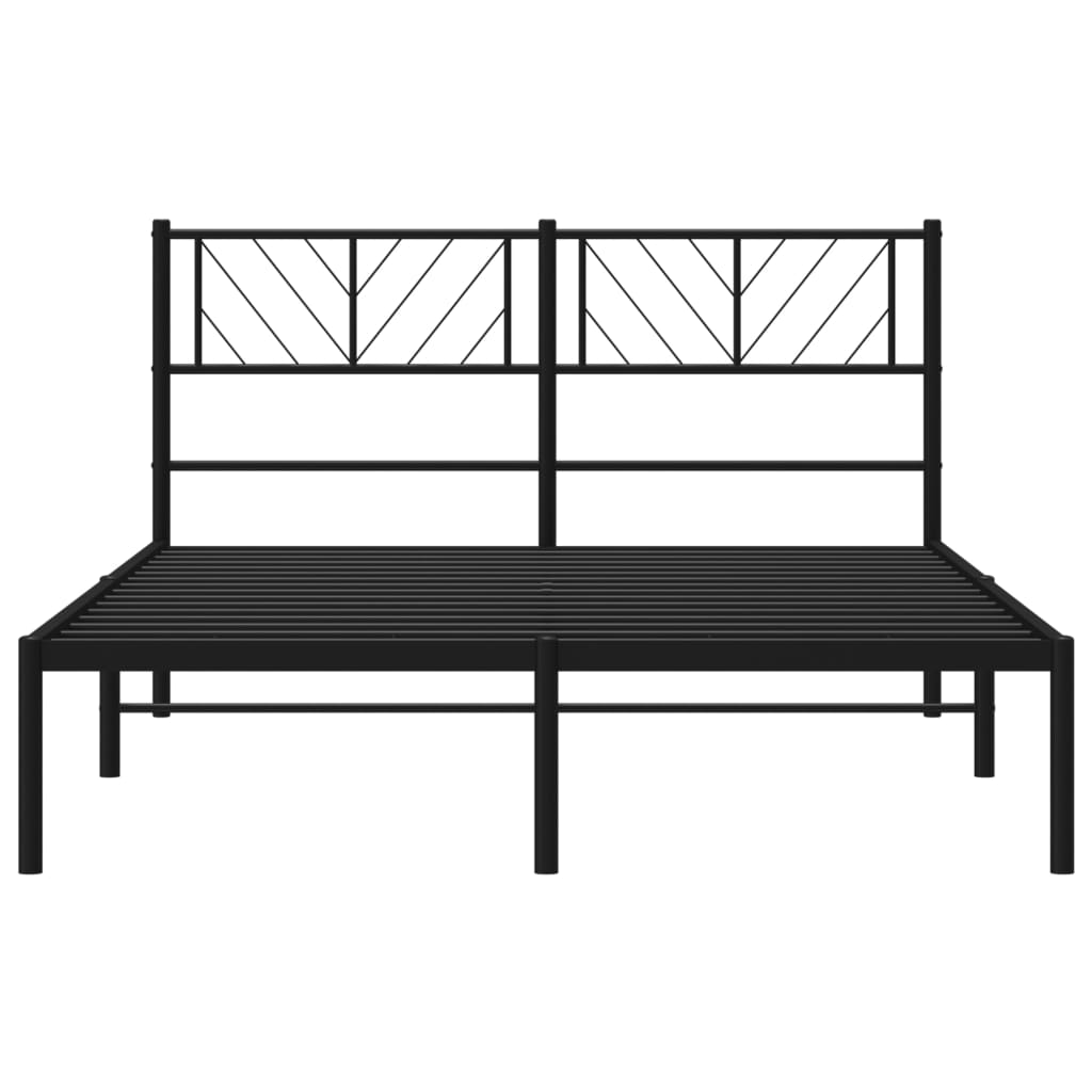 Metal Bed Frame without Mattress with Headboard Black 120x190cm