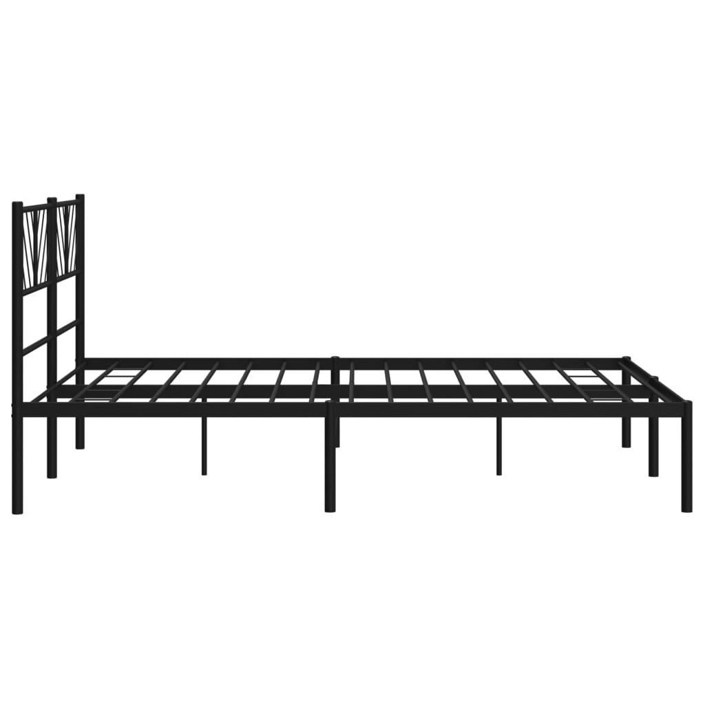 Metal Bed Frame without Mattress with Headboard Black 120x190cm