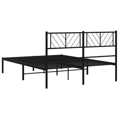 Metal Bed Frame without Mattress with Headboard Black 120x190cm