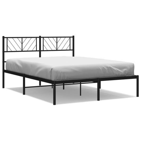 Metal Bed Frame without Mattress with Headboard Black 140x200cm
