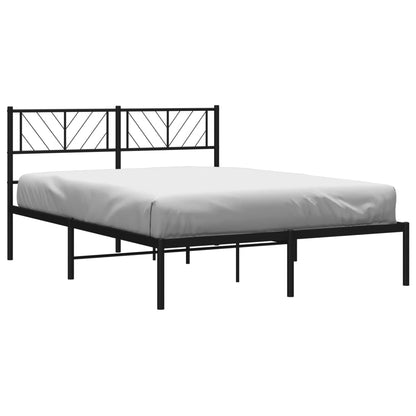 Metal Bed Frame without Mattress with Headboard Black 160x200cm