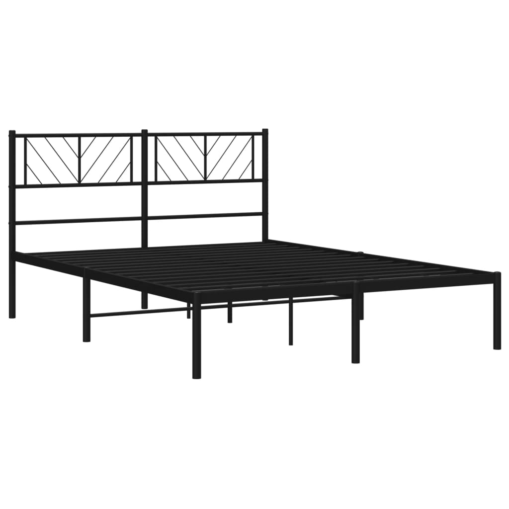 Metal Bed Frame without Mattress with Headboard Black 160x200cm