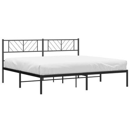 Metal Bed Frame without Mattress with Headboard Black 180x200cm
