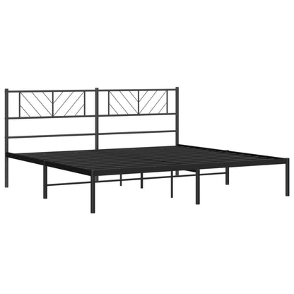 Metal Bed Frame without Mattress with Headboard Black 180x200cm