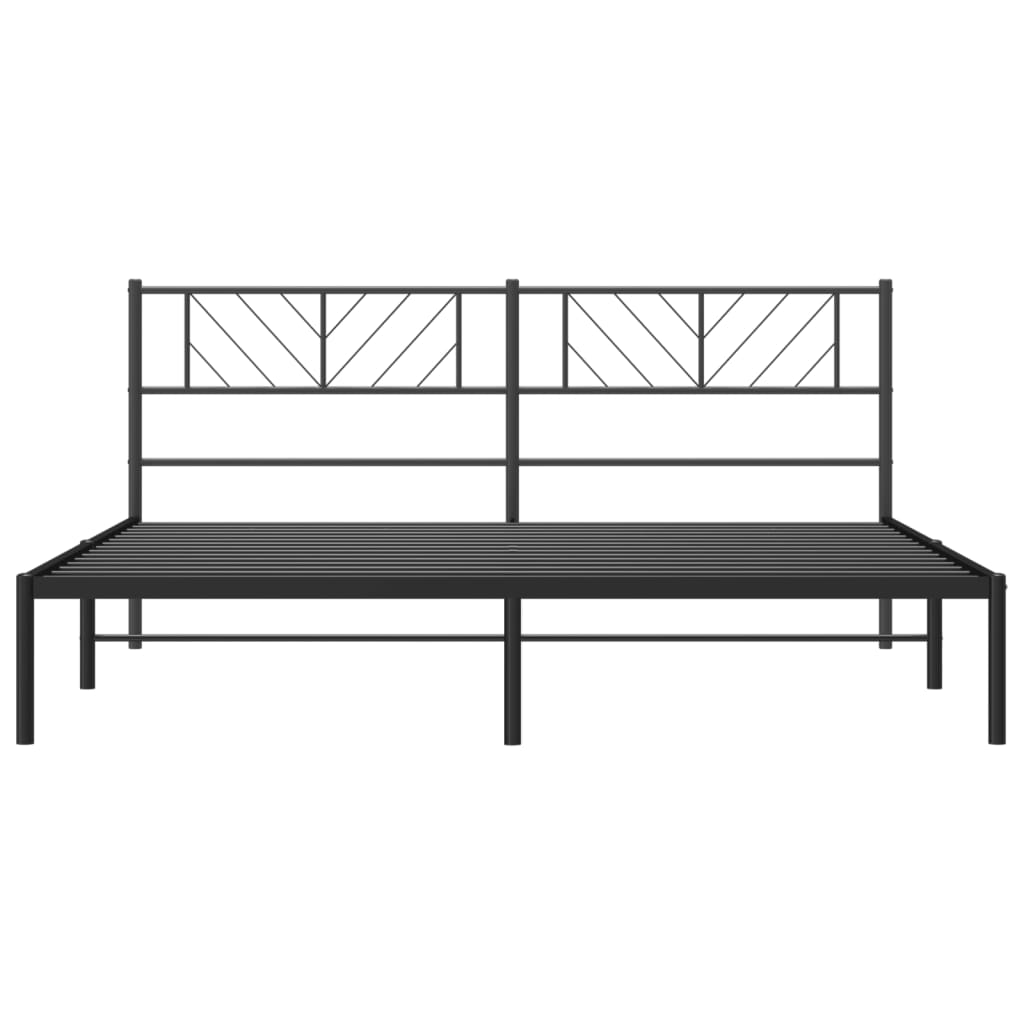 Metal Bed Frame without Mattress with Headboard Black 180x200cm