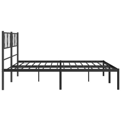 Metal Bed Frame without Mattress with Headboard Black 180x200cm