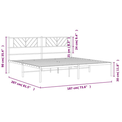 Metal Bed Frame without Mattress with Headboard Black 180x200cm