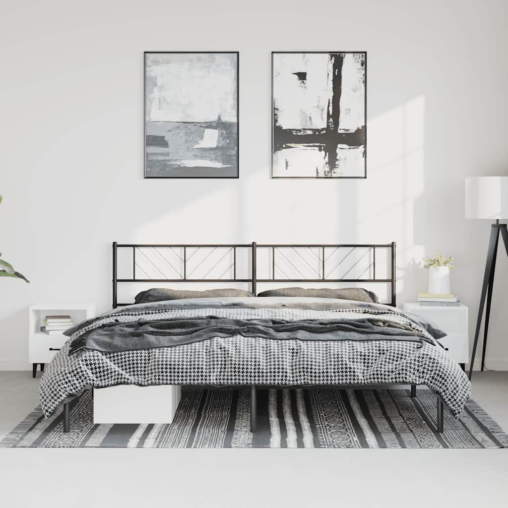 Metal Bed Frame without Mattress with Headboard Black 183x213cm