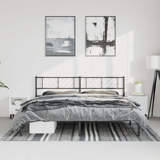 Metal Bed Frame without Mattress with Headboard Black 183x213cm