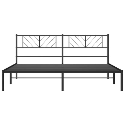 Metal Bed Frame without Mattress with Headboard Black 200x200cm