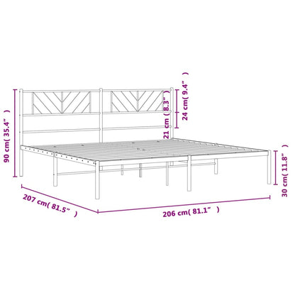 Metal Bed Frame without Mattress with Headboard Black 200x200cm
