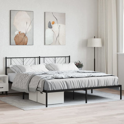 Metal Bed Frame without Mattress with Headboard Black 200x200cm