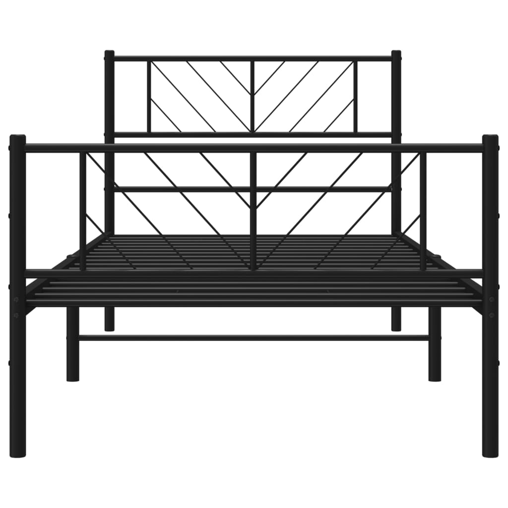 Metal Bed Frame without Mattress with Footboard Black 80x200cm