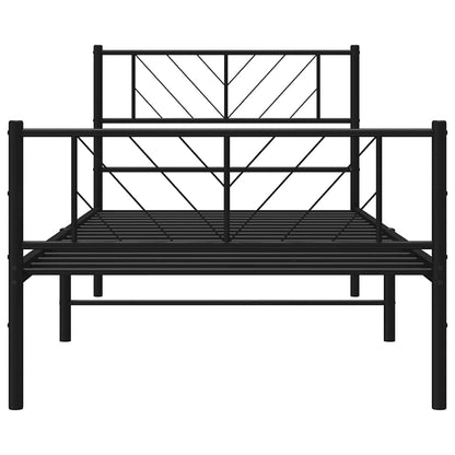 Metal Bed Frame without Mattress with Footboard Black 100x190cm