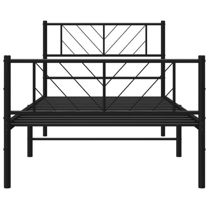 Metal Bed Frame without Mattress with Footboard Black 100x200cm