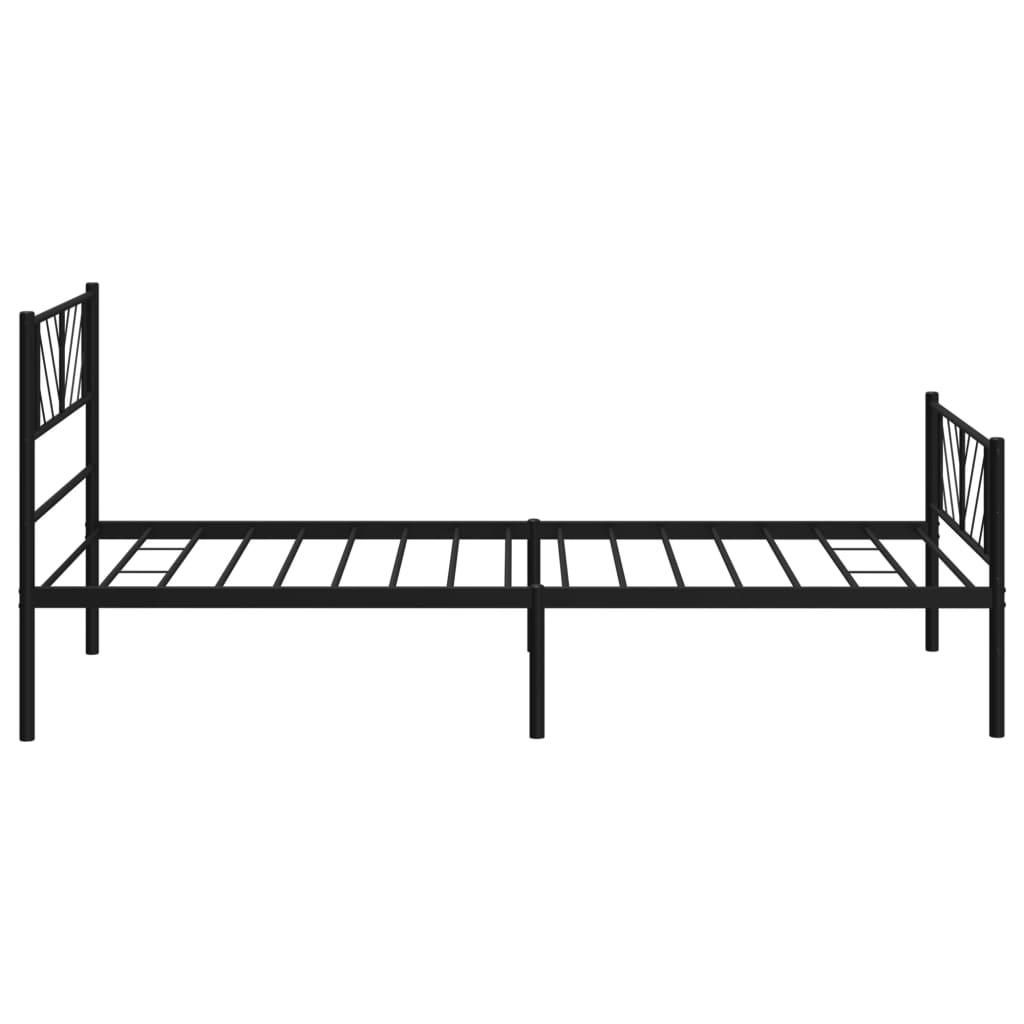 Metal Bed Frame without Mattress with Footboard Black 100x200cm