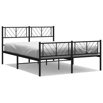 Metal Bed Frame without Mattress with Footboard Black 135x190cm