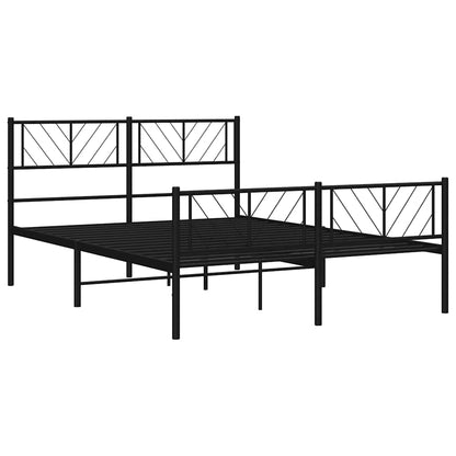 Metal Bed Frame without Mattress with Footboard Black 135x190cm