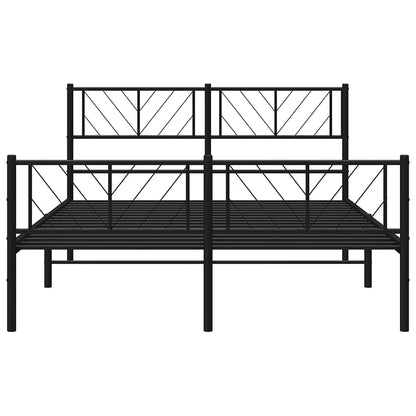 Metal Bed Frame without Mattress with Footboard Black 135x190cm