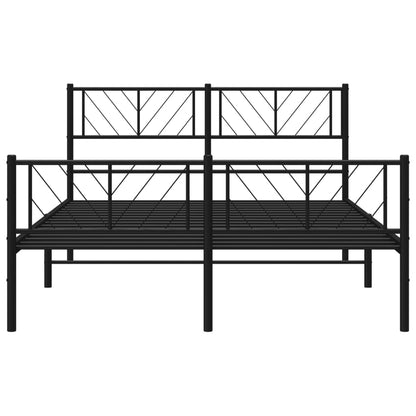 Metal Bed Frame without Mattress with Footboard Black 140x190cm