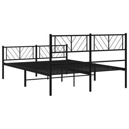 Metal Bed Frame without Mattress with Footboard Black 140x190cm