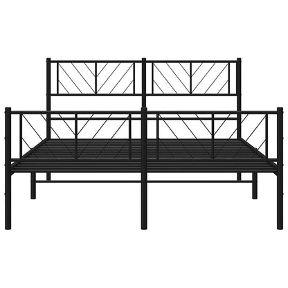 Metal Bed Frame without Mattress with Footboard Black 150x200cm