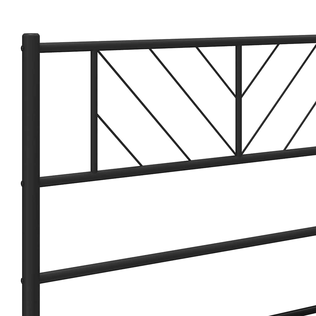 Metal Bed Frame without Mattress with Footboard Black 150x200cm