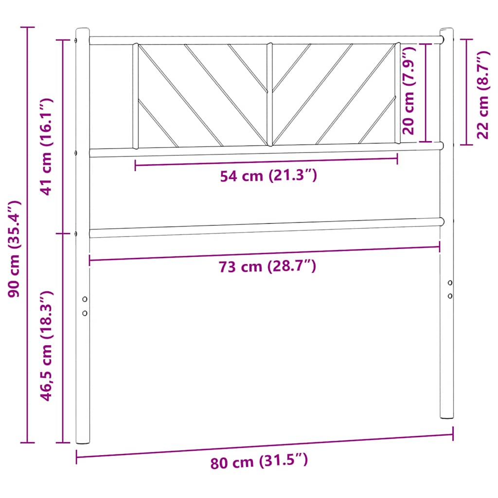 Metal Replace Headboard Black 75 cm