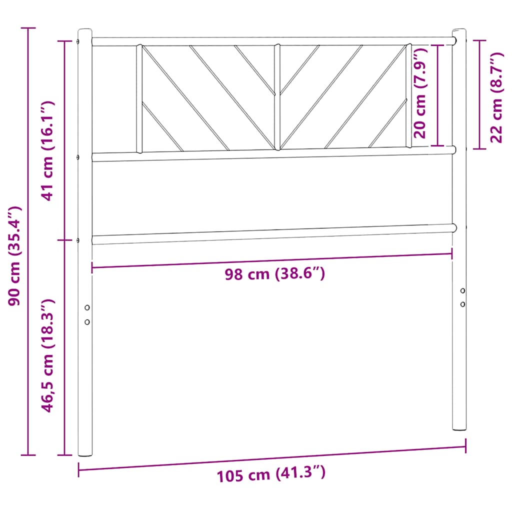 Metal Replace Headboard Black 100 cm