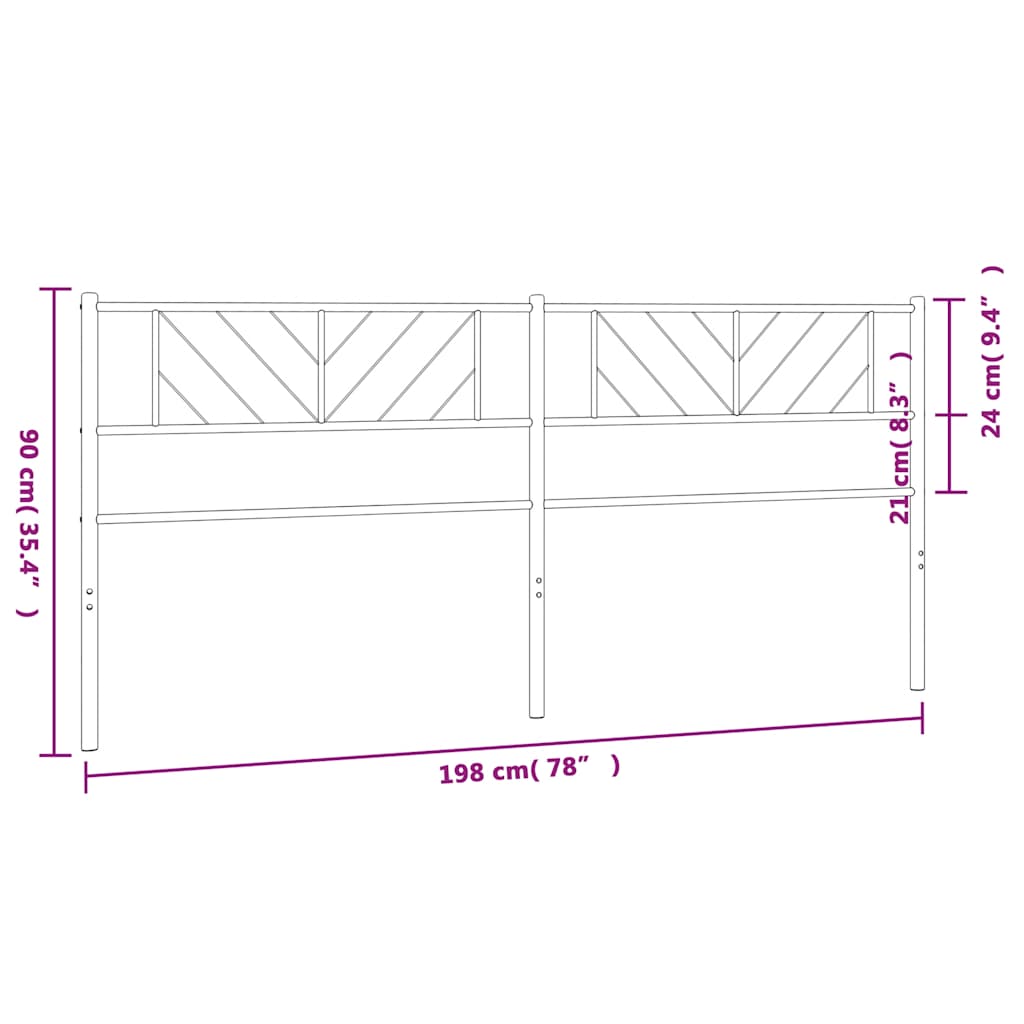 Metal Replace Headboard Black 193 cm