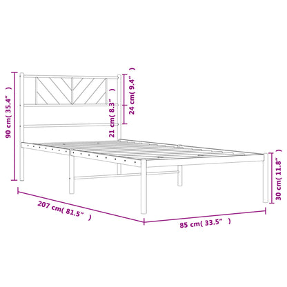 Metal Bed Frame without Mattress with Headboard White 80x200cm